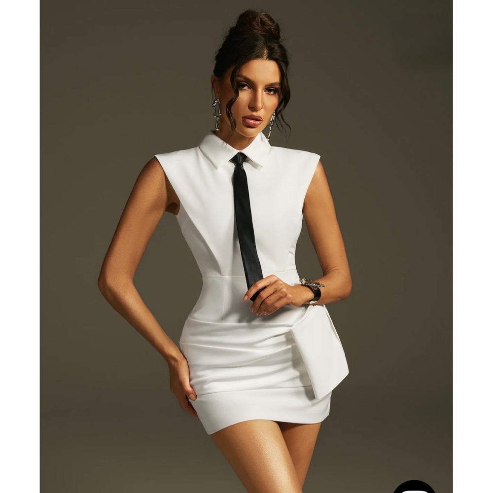 Mew Mews Lazaro Mini Dress Collar Womens S White NWT NO TIE